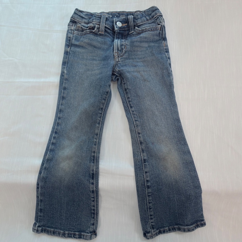Old Navy Flare Jeans Girls 6 Blue Good High-Rise Built-In Tough Midnight Wash